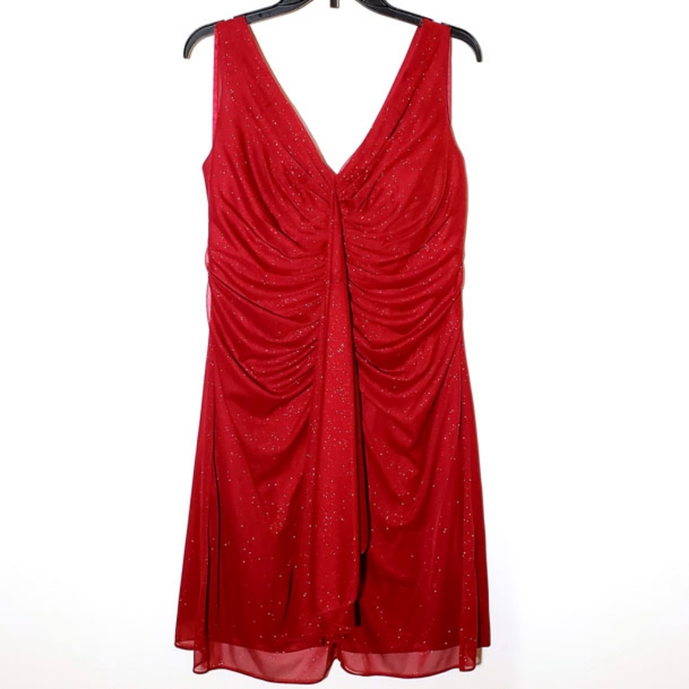 Onyx Nite Glitter Dress with Ruching